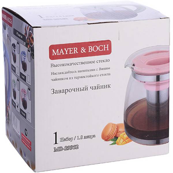 29952 Чайник заварочный черн 1,8 л стекло MAYER&BOCH 