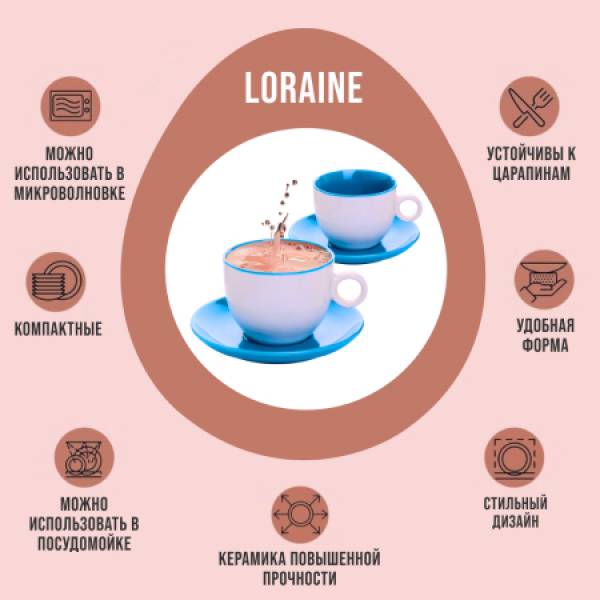 27581-1 Чайный набор 4пр Loraine ГОЛУБОЙ LORAINE 